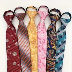 Hot Sell Style 8CM Zipper Tie Men Bridegroom Wedding Stripes Necktie Lazy Pre-tied Ties Striped Zipper Necktie For Men Women