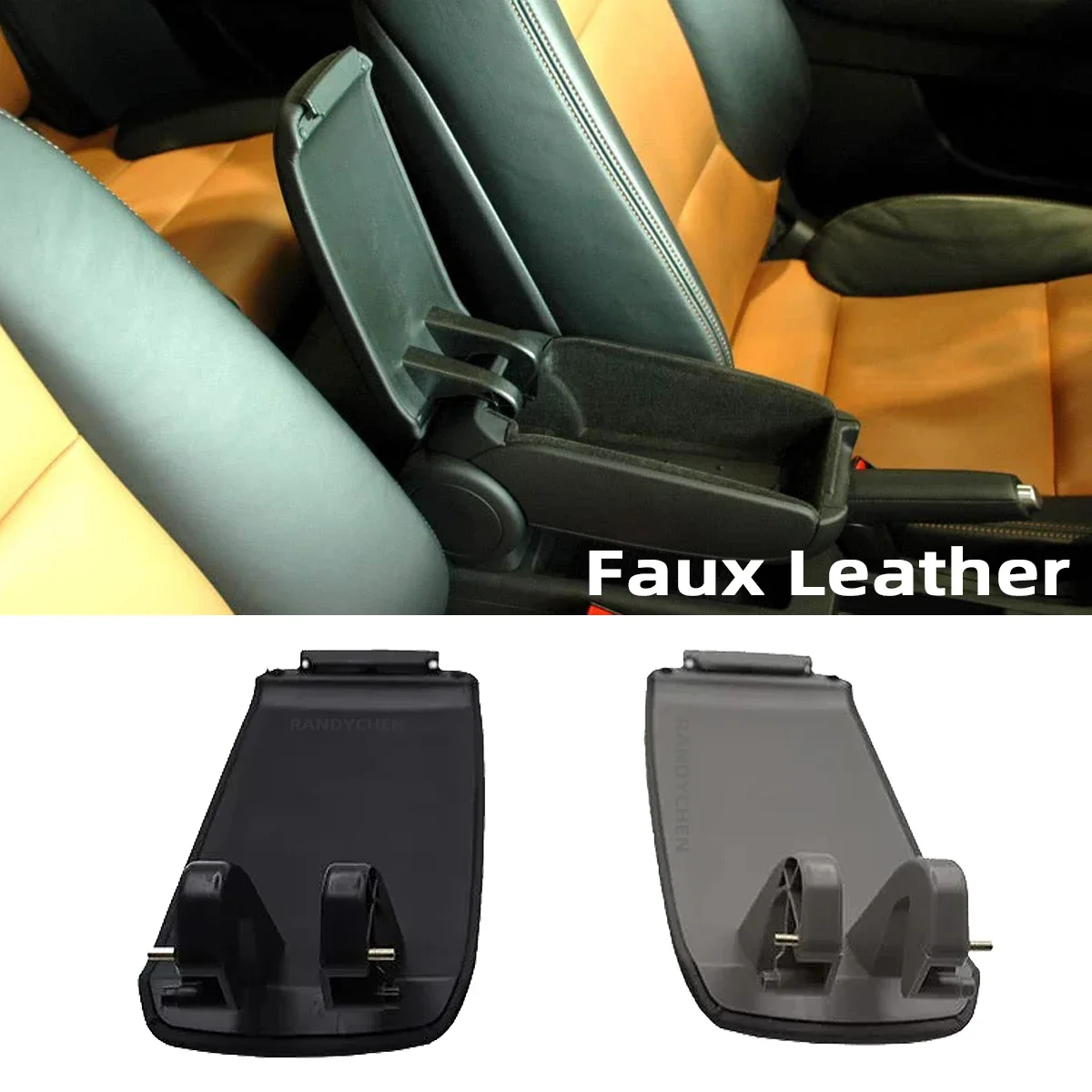 

GEFENSI 1x Grey Black Interior Leather Center Console Armrest Lid Storage Box Cover For Audi A3 8P S3 RS3 Sportback 2004-2011 8P