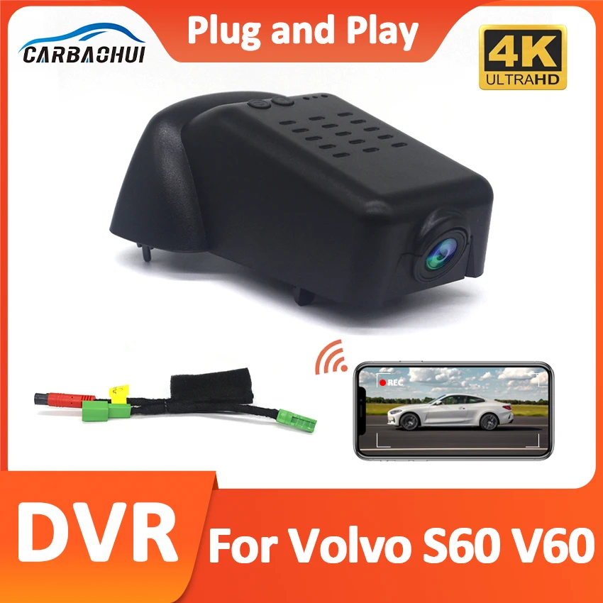 

Plug and play Dash Cam For Volvo S60 V60 2023 2024 4K UHD 2160p Car DVR Wifi Camera Video Recorder Original Devices Accessories