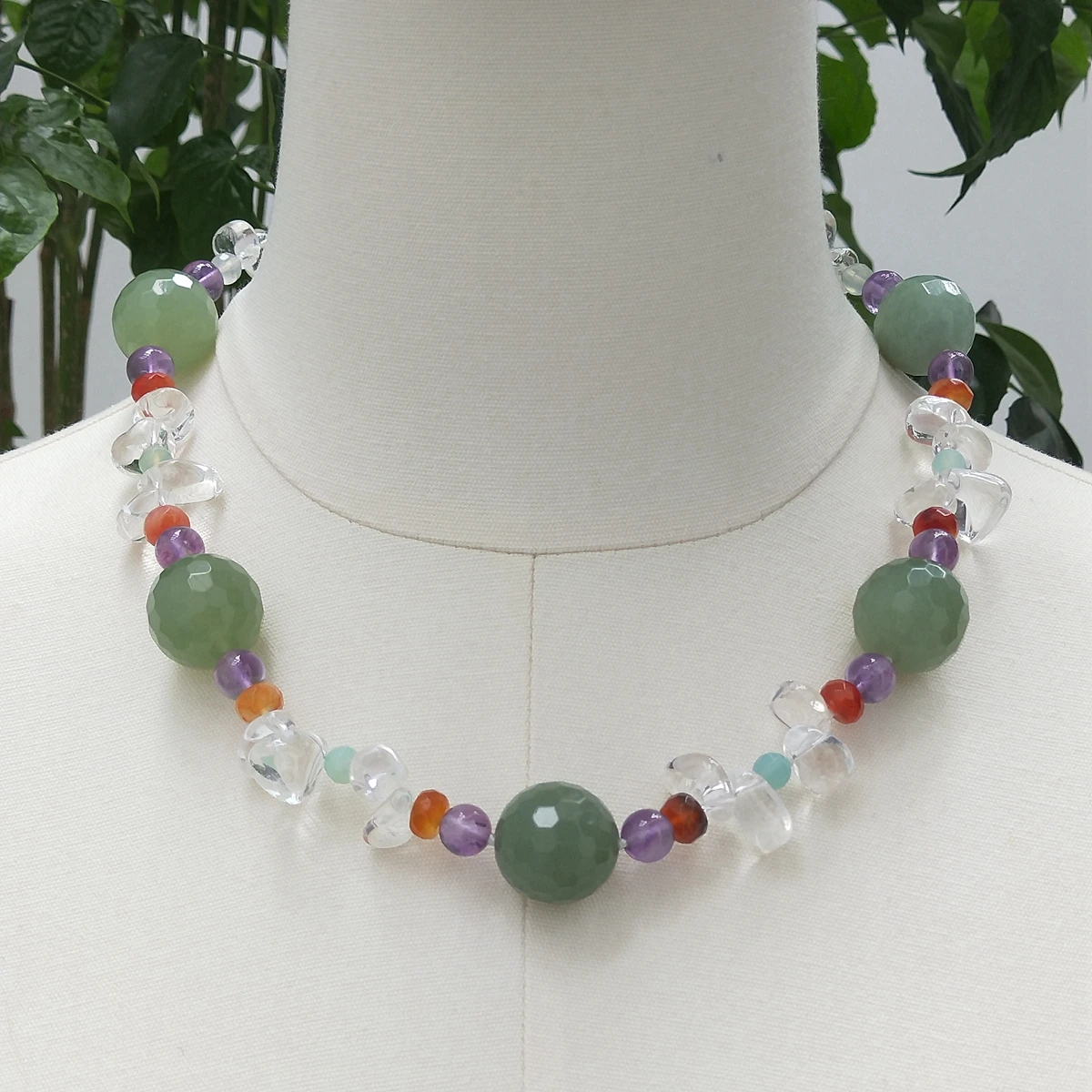 Lii Ji Mutil Color Necklace Jade Amethyst Carnelian Quartz Necklace 52cm Women Jewelry Gift Stock Sale Jewelry