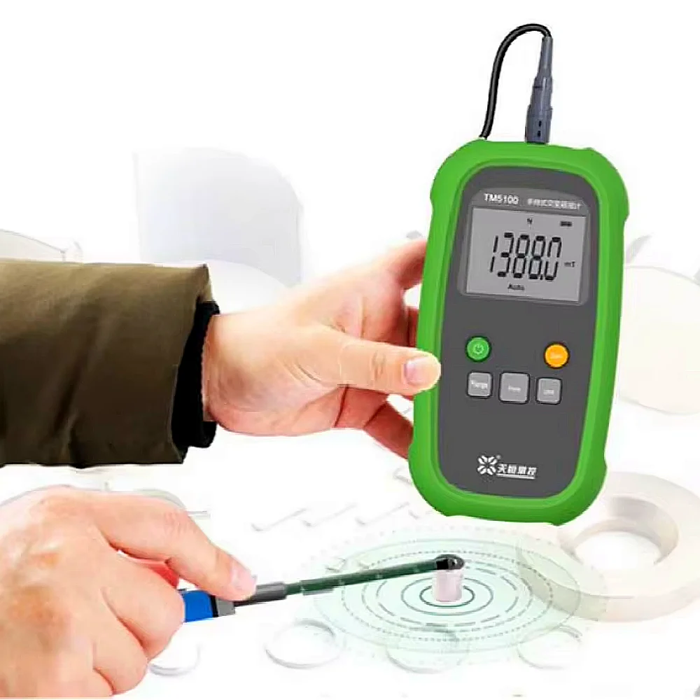 TM5100 Portable Digital Permanent Magnet Gauss Meter Tesla Meter Magnetic Flux Meter Surface Magnetic Field Measuring Instrument