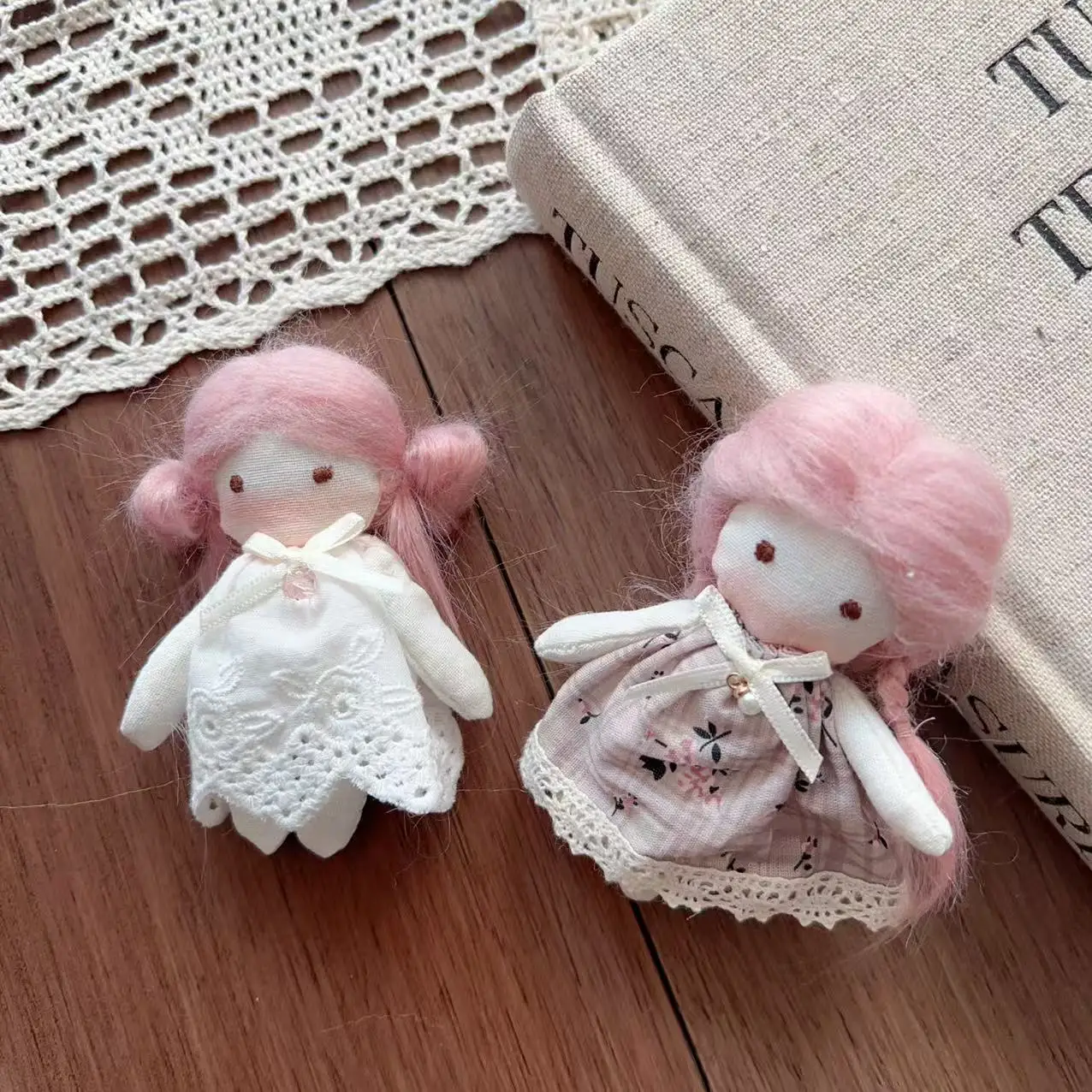 Sweet Cute Doll Hair Accessory Keychain Bag Charm Plush Toy for Spring Clothing Embellishment Premium Soft