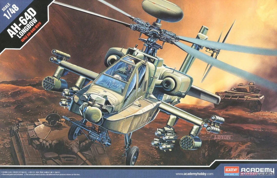 Academy Plastic Assembly Scale Model Kit 12268 AH-64D longbow Apache helicopter gunship 1/48