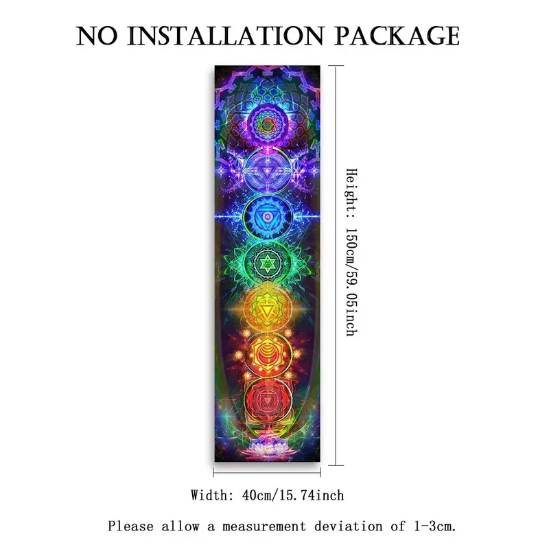 VIKAMA 7 Chakra Tapestry Yoga Meditation Wall Hanging Spiritual Psychedelic Aesthetic Tapestries for Bedroom Decor