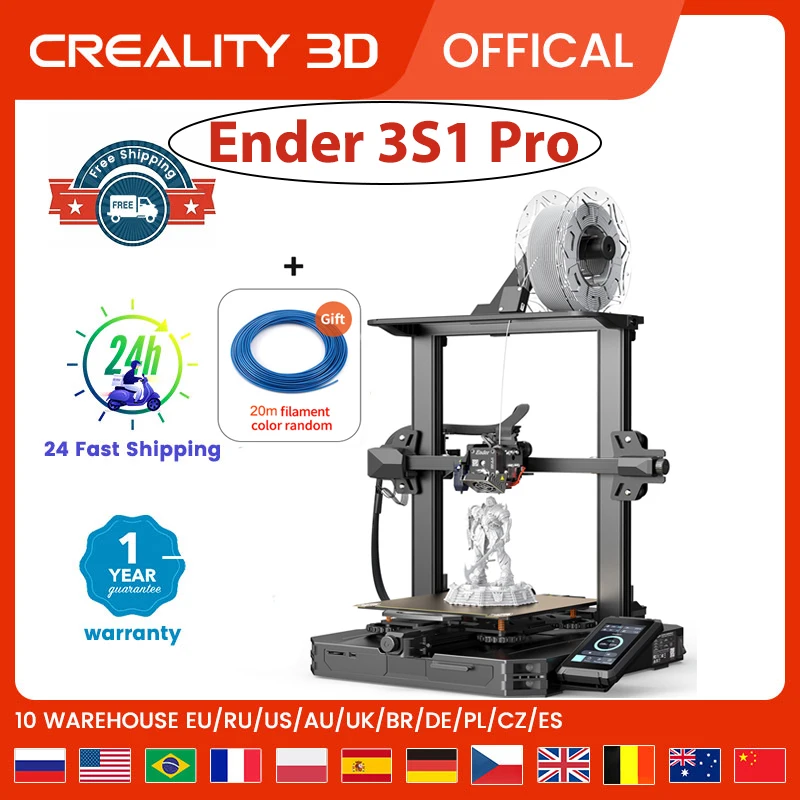 Creality Official Ender-3 S1 Pro 3D Printer CR Touch Auto Leveling LED Light Removable PEI Spring Platform With Silient Board