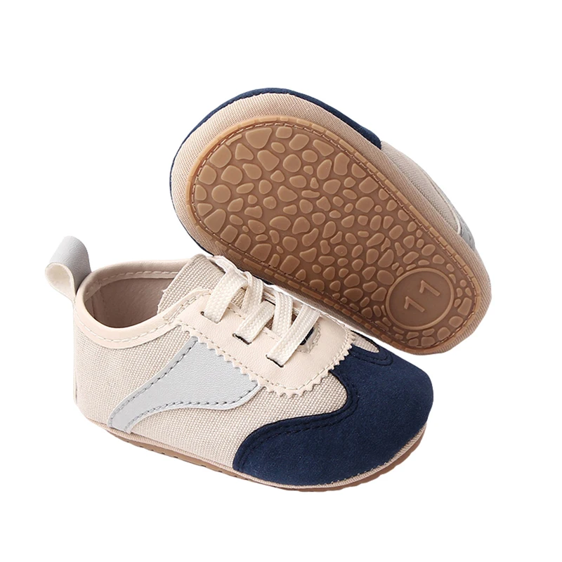 

Infant Baby Girls Boys Canvas Shoes First Walkers Shoes Non-slip Contrast Color Sneakers Tie-up Newborn Sport Shoes