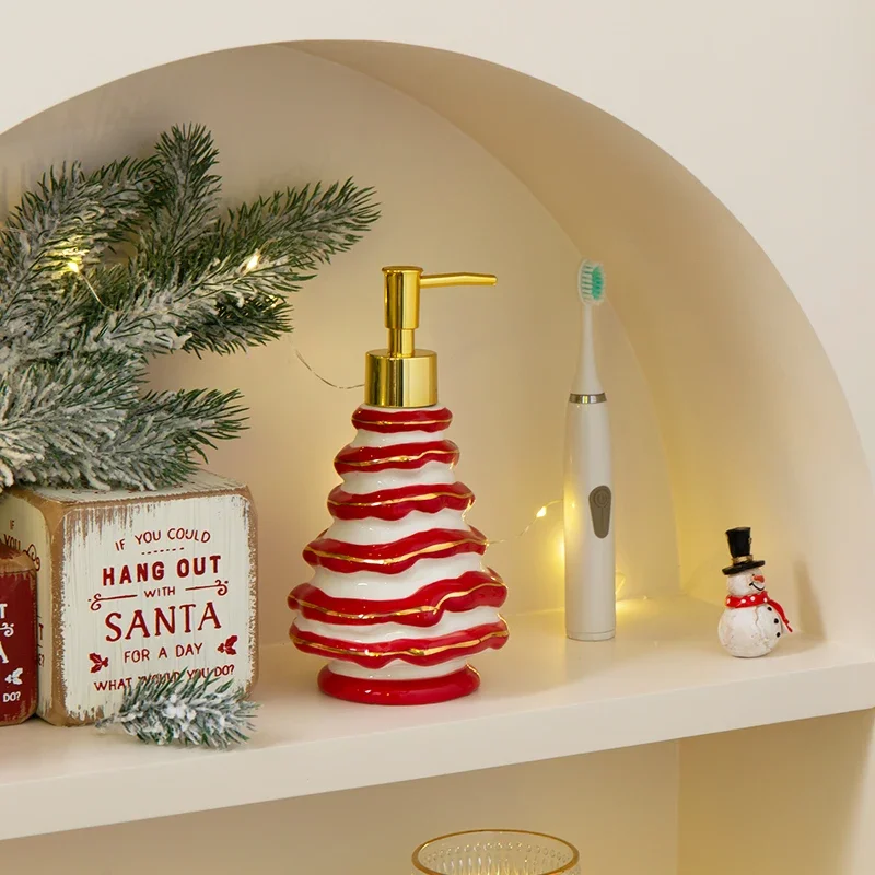 Bathroom Shampoo Bottle Christmas Tree Shape Ceramics Wristband Hand Dispenser Shower Gel Dispenser Press Bottle Soap Dispenser