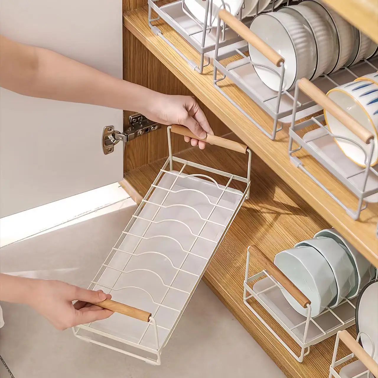 Utensil Storage Rack Kitchen Storage Rack Perforation-Free Drain Bowl Tray Rack Household Countertop Utensil Cabinet Rack