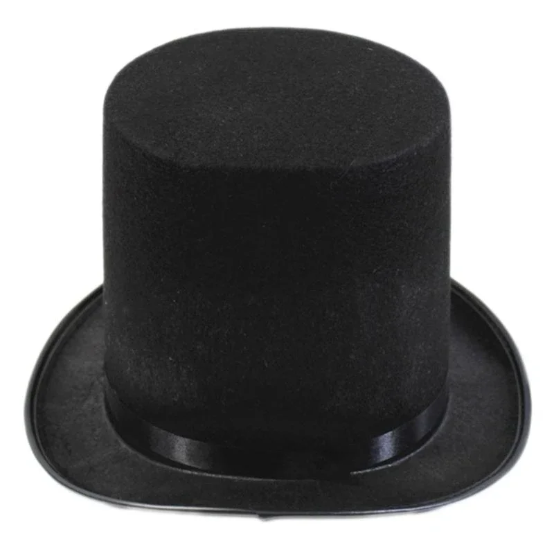 2026 Black Magician Top Hat Bowler Top Hat Fancy Dress Costume for Magician Stage Performances Party Cosplay