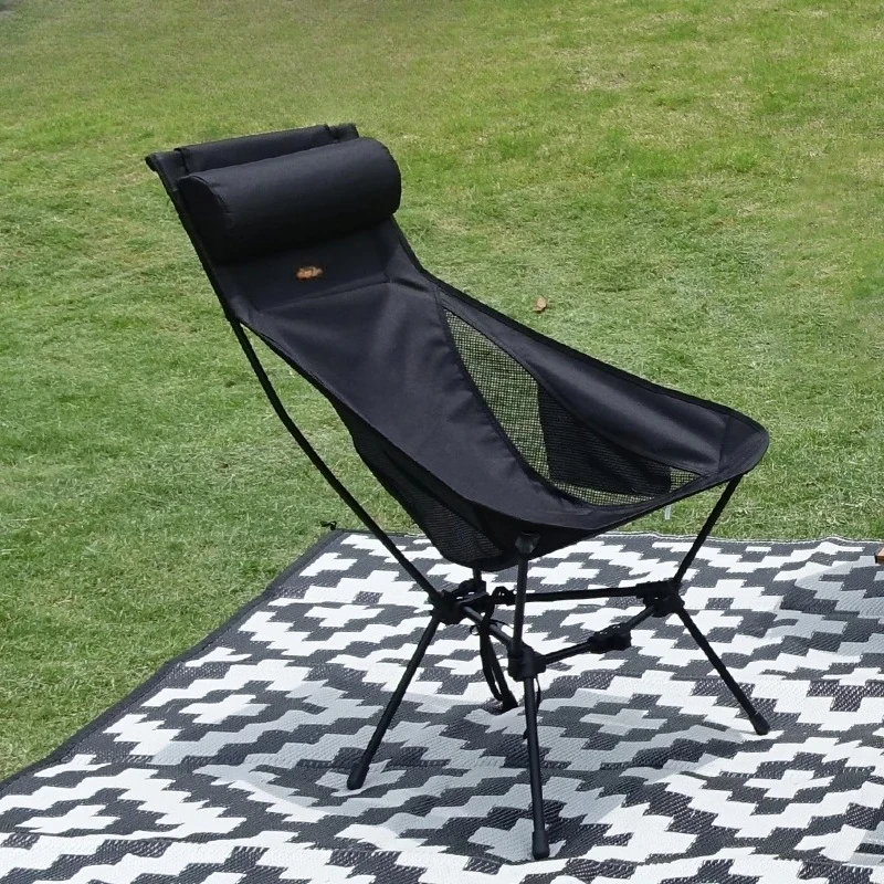 Portable Camping Chair Lightweight Foldable Chair with Headrest for Outside Camping Hiking Travel Beach and Sports