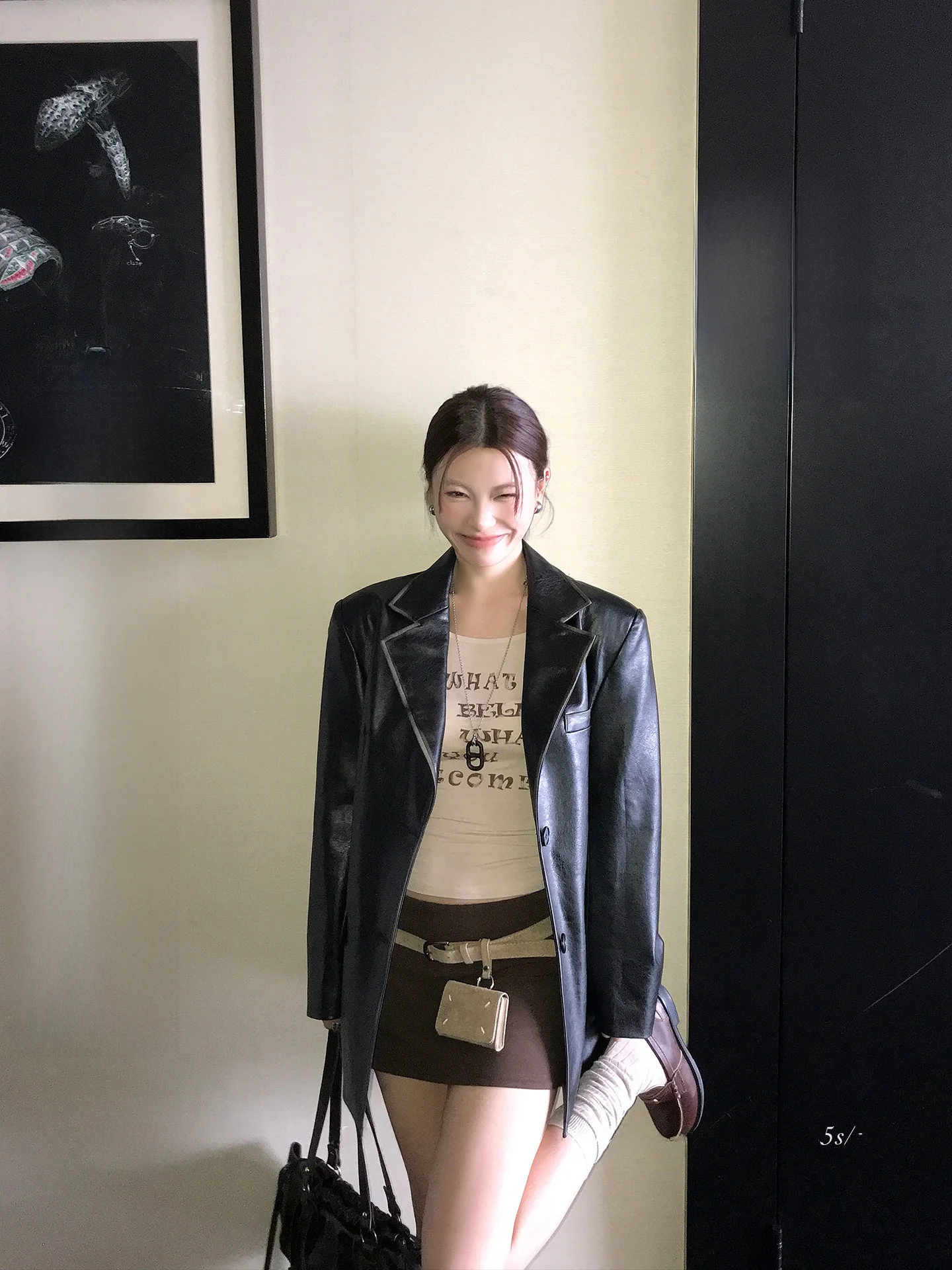 

Куртка LIONE Bla из винтажной выцветшей искусственной кожи с эффектом чернильной пленки, молодежная, для повседневной носки, модная, с длинными рукавами, на одной пуговице