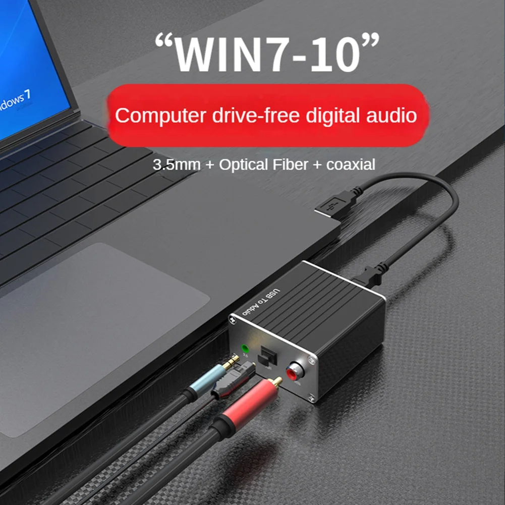 Zewnętrzna karta dźwiękowa USB Bez zasilania koncentryczny cyfrowy konwerter audio Komputer HiFi Telefon komórkowy na AUX dla PS5 na światłowód