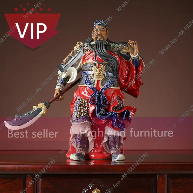 ZL Shiwan ceramic doll master craftsmanship boutique Chinese home door living room lucky town house decoration Guan Gong small o