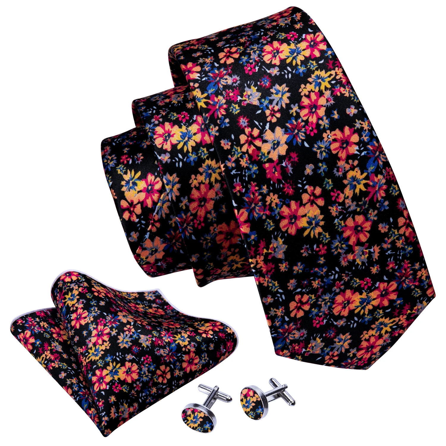Red Print Men Tie Set Silk Jacquard Floral Wedding Business Necktie Handkerchief Cufflinks 30 Colours Luxury Gift Barry.Wang