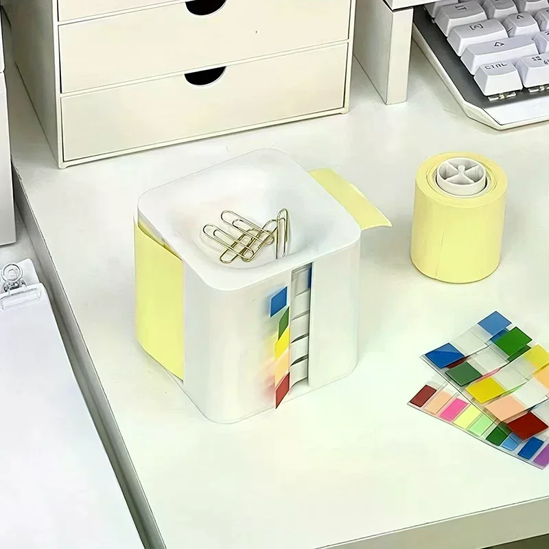 Multifunctional Sticky Note Dispenser Plastic Sticky Note Holder White Sticky Note Container Office Supplies For Office Desk