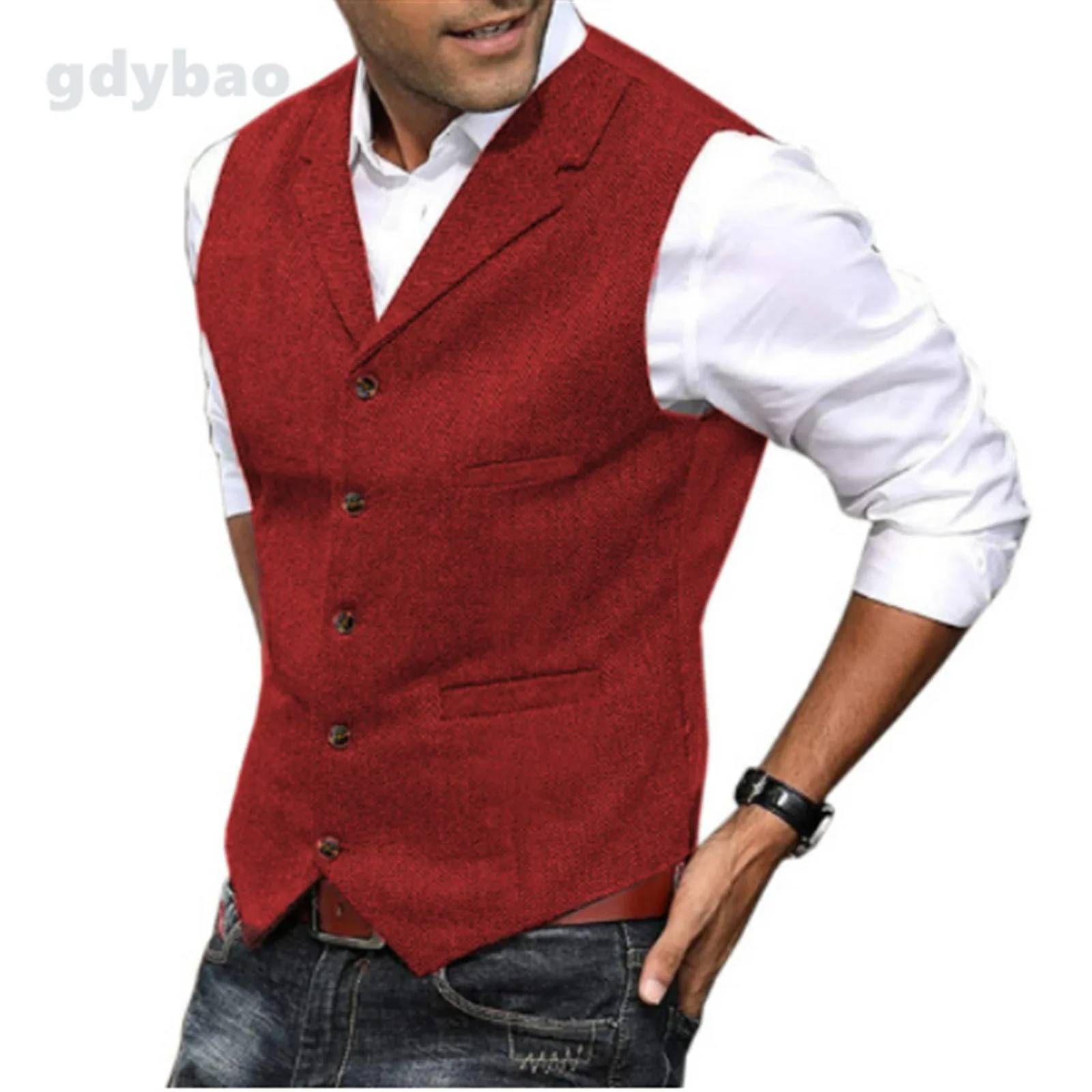 

Men's Suit Vest Hot Selling Casual Solid Color Single Breasted Button Thicken British Style Vests