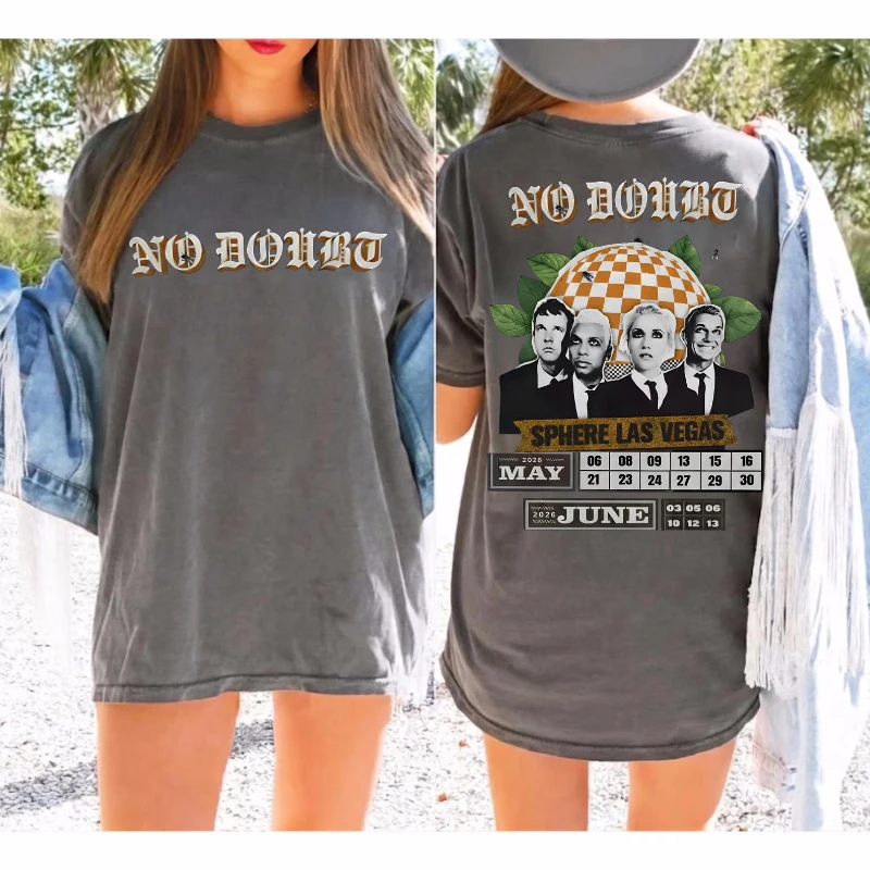 Retro No Doubt double-sided print T-shirt, Gwen Stefani retro 90s rock T-shirt couple's pure cotton streetwear oversized t shirt