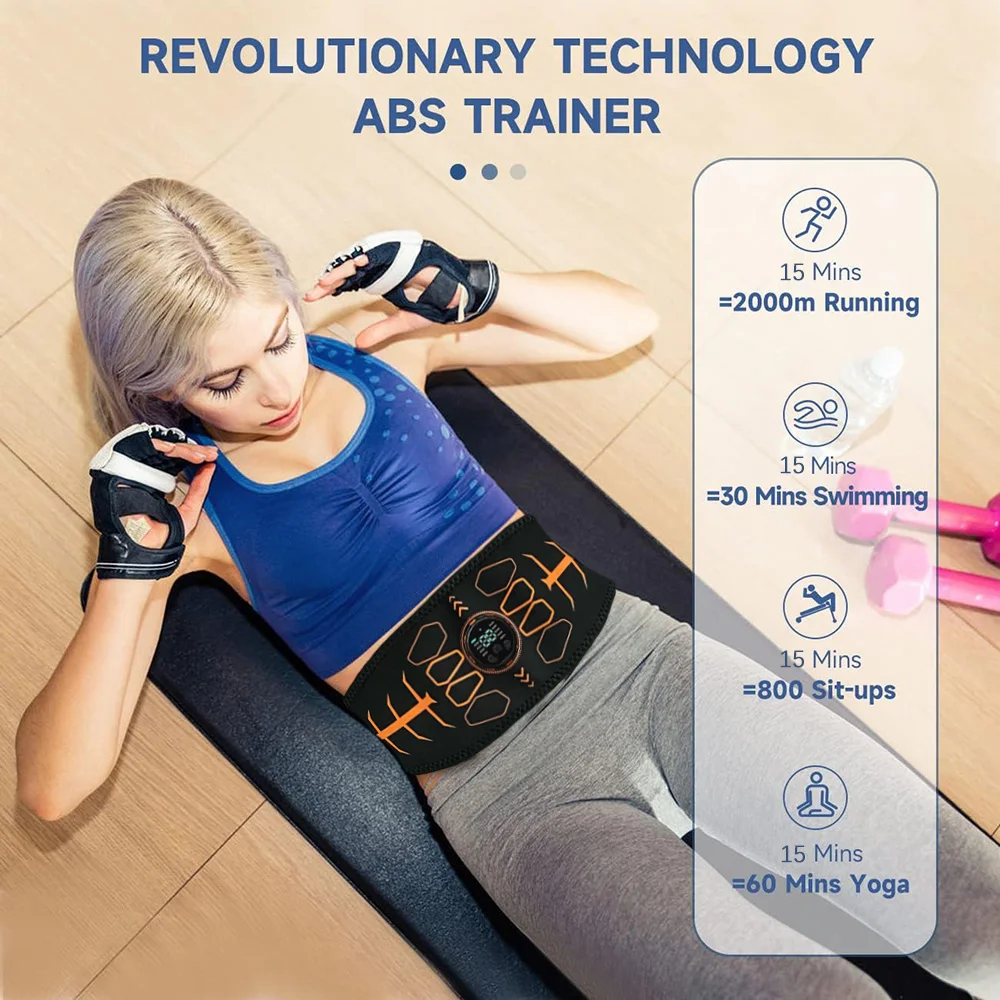 Estimulador muscular elétrico inteligente toner muscular ems cinto de tonificação abdominal recarga portátil emagrecimento massageador equipamentos fitness