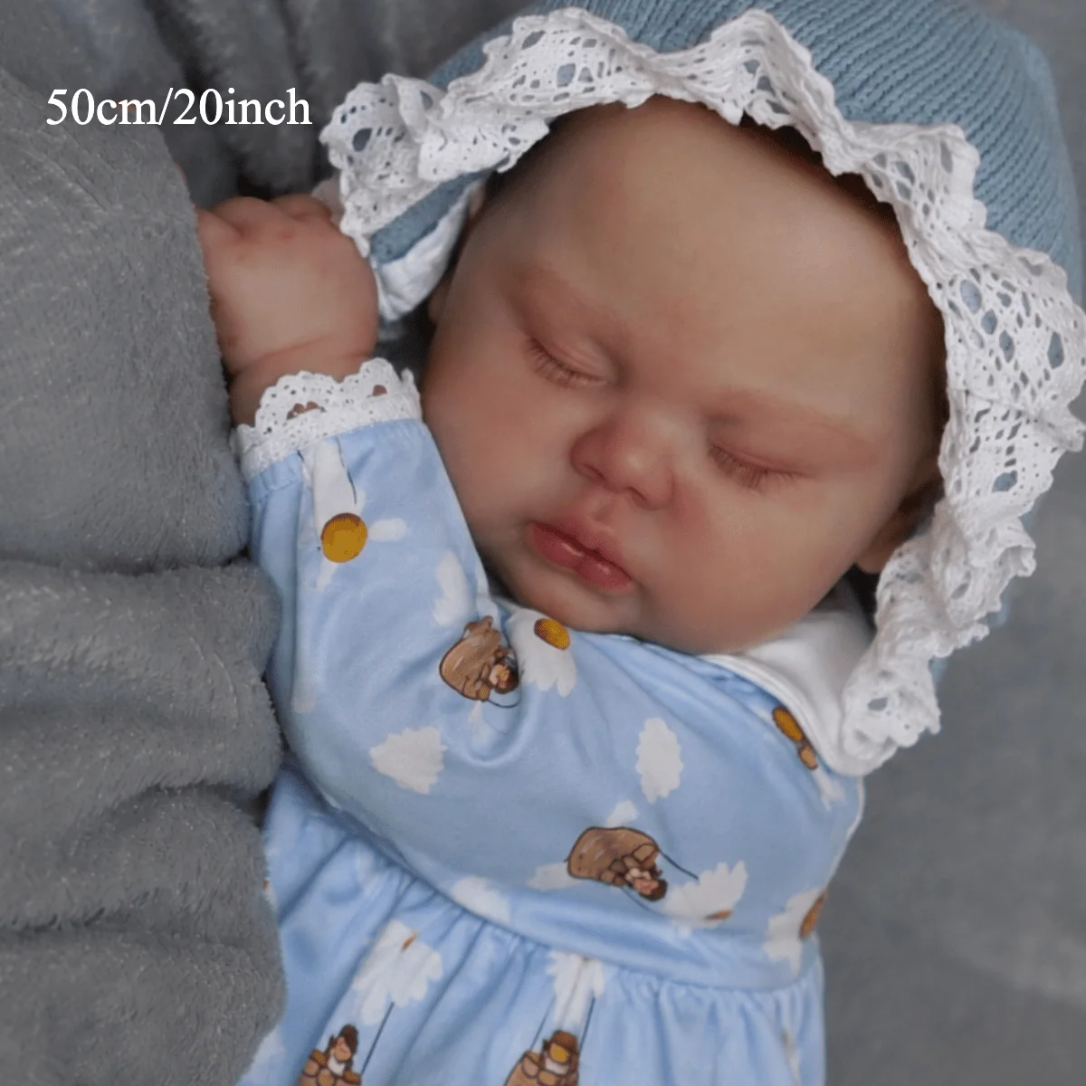 BZDOLL Handmade Asleep Reborn Baby Art Doll Toy, 50 CM Cloth Body and Vinyl Limbs, Features Hand Painted Hair, Birthday Gift