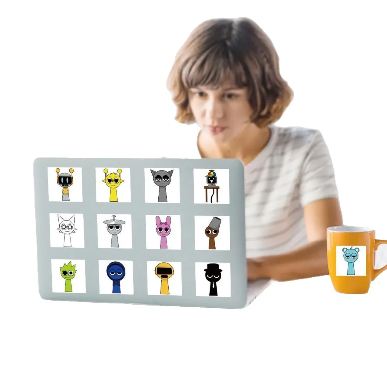 لفة ملصقات كرتونية جديدة لصندوق الإيقاع - 500 قطعة 10 أنماط شارات شخصية لطيفة لأجهزة الكمبيوتر المحمول وسجل القصاصات وهدايا المشجعين