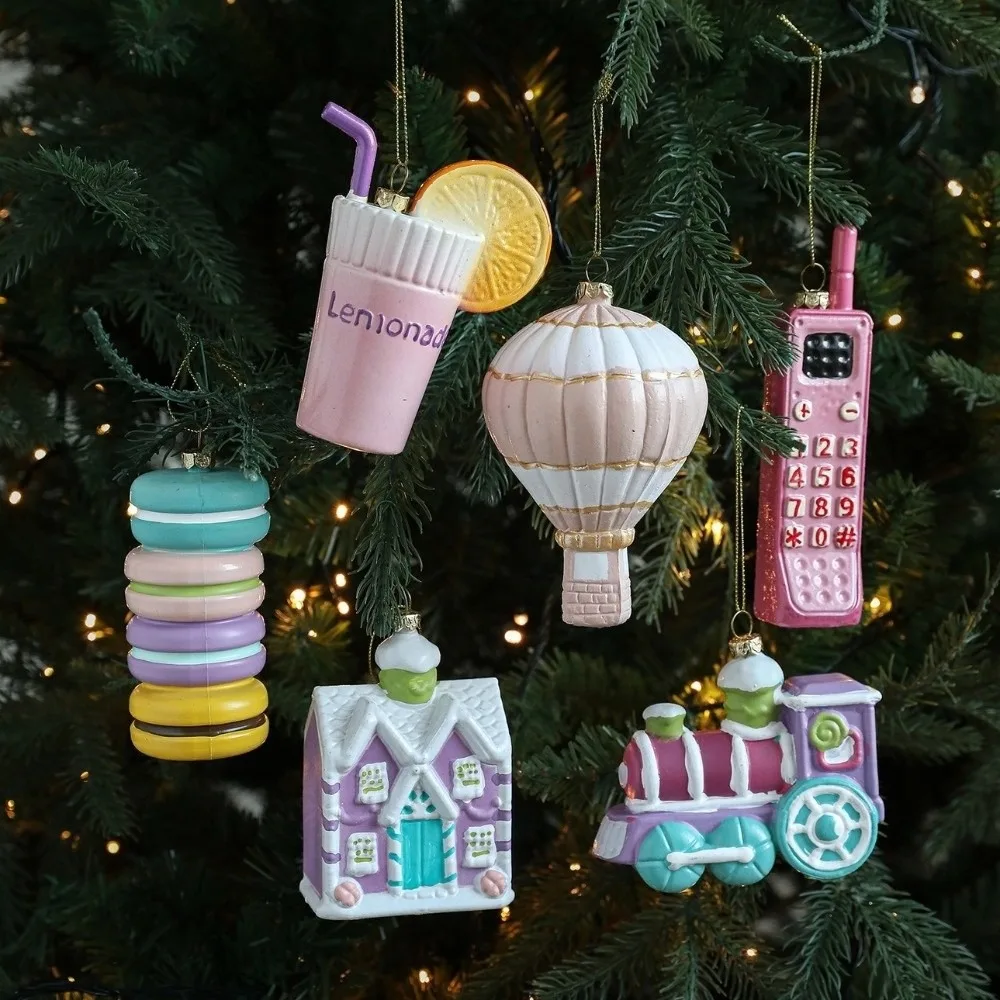 

New Plastic Christmas Macaron Ornaments DIY Cute Christmas Tree Pendant Christmas Tree Hanging Ornaments Xmas Party