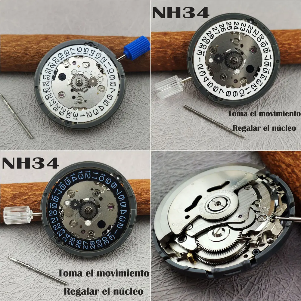 

NH34 Fully Automatic Movement Black/White Single Calendar 9:00/3:00 Position Original Importedmen's WatchAccessories Replacement