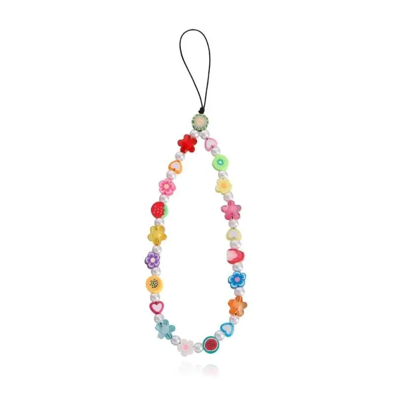 A52E Regenbogen-Perlen-Telefonanhänger, modischer Schlüsselanhänger, Regenbogen-Perlen-Telefon-Lanyard – Detail 10