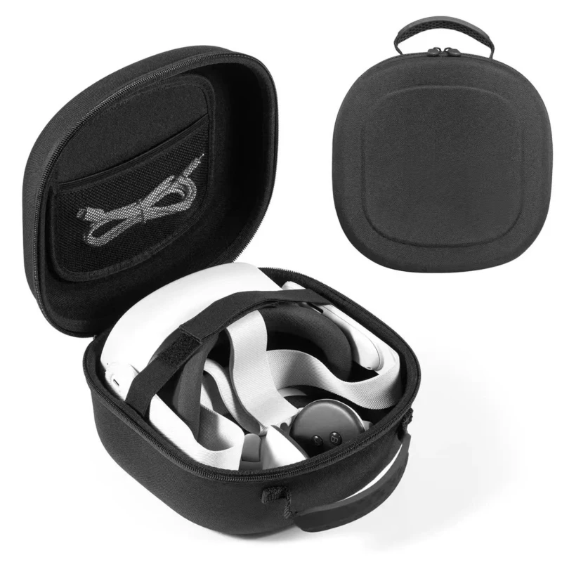 Fabric Virtual Reality Device Carrying Case with Closing Fastener Integrated Handle for Quest2 Organized Storage Travel 896C