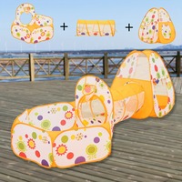 3-in-1 Pop Up Play Tunnel Tent Set: Foldable Kids Fort w/Ball Pit & Basketball Hoop - Portable Crawl Space for Indoor Camping