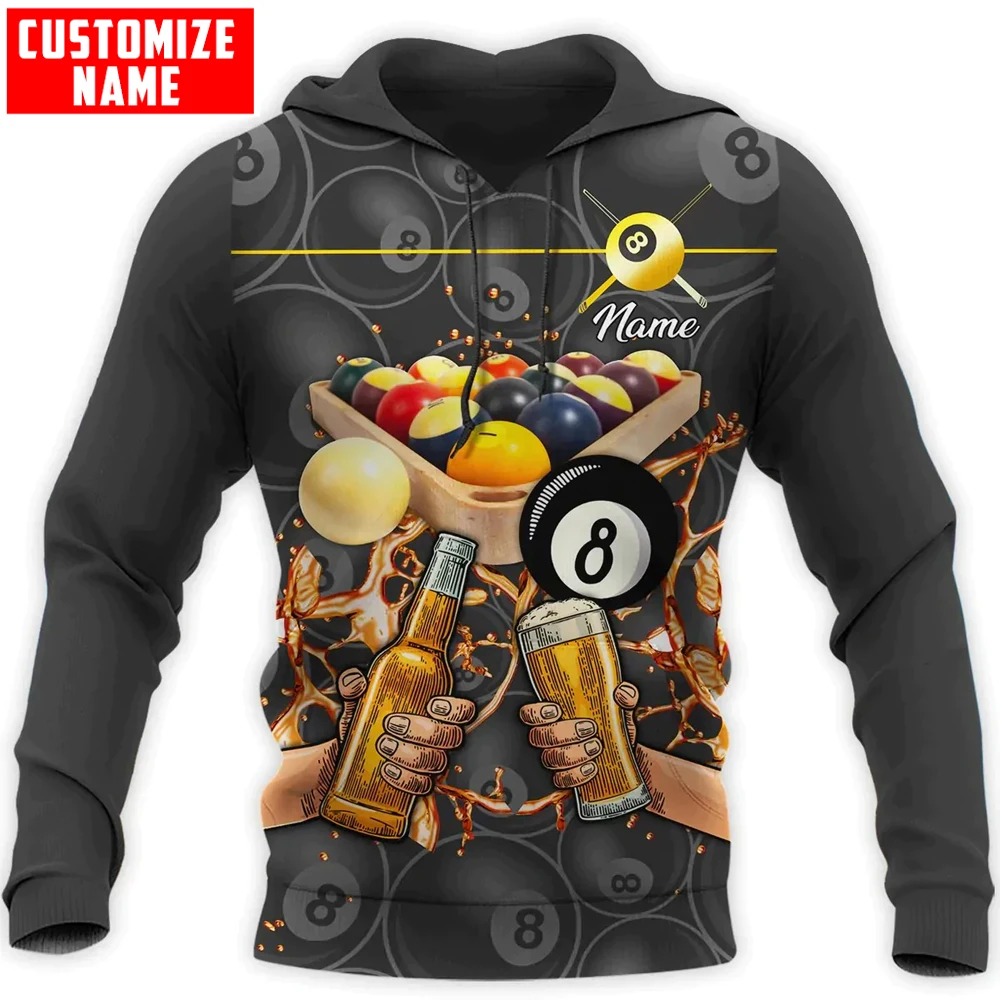 

Custom Name Billiard And Beer 3D Printed Mens Hoodie & Sweatshirt Unisex Streetwear For Billiard Lover Gift zip hoodies DK558