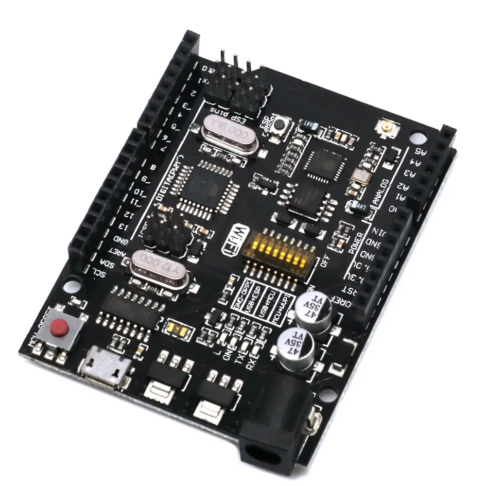 UNO + WiFi R3 ATmega328P + ESP8266 CH340 (memoria de 32Mb) 6V-9V USB-TTL CH340G para placa de desarrollo Arduino NodeMCU WeMos