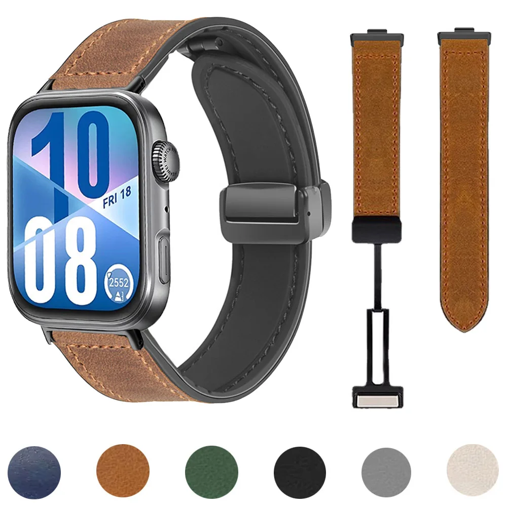 Кожаный + силиконовый браслет для Huawei Watch Fit 4, ремень с магнитной застежкой, ремешок для часов Huawei Watch Fit 4pro/Fit 3, аксессуары для ремешков