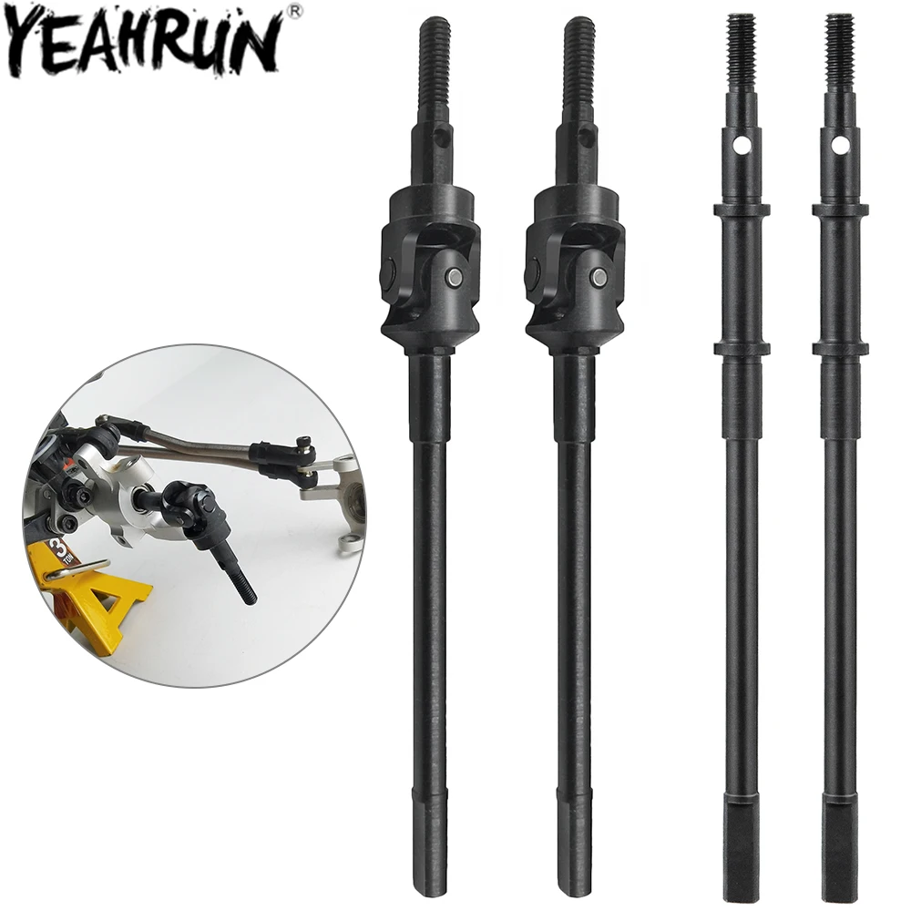 YEAHRUN RC Car Drive Shafts Hard Steel Front&Rear Axle CVD Drive Shafts for 1/10 RC Crawler Axial SCX10 II 90046 Upgrade Parts