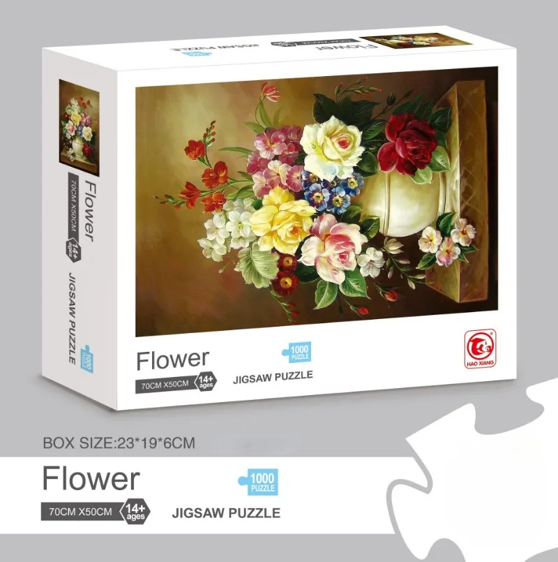 1000pcs Puzzle Paper Toys Famous Oil Painting Flower 1000 Pieces Jigsaw Puzzle Children Gift Adult Educational Puzzle