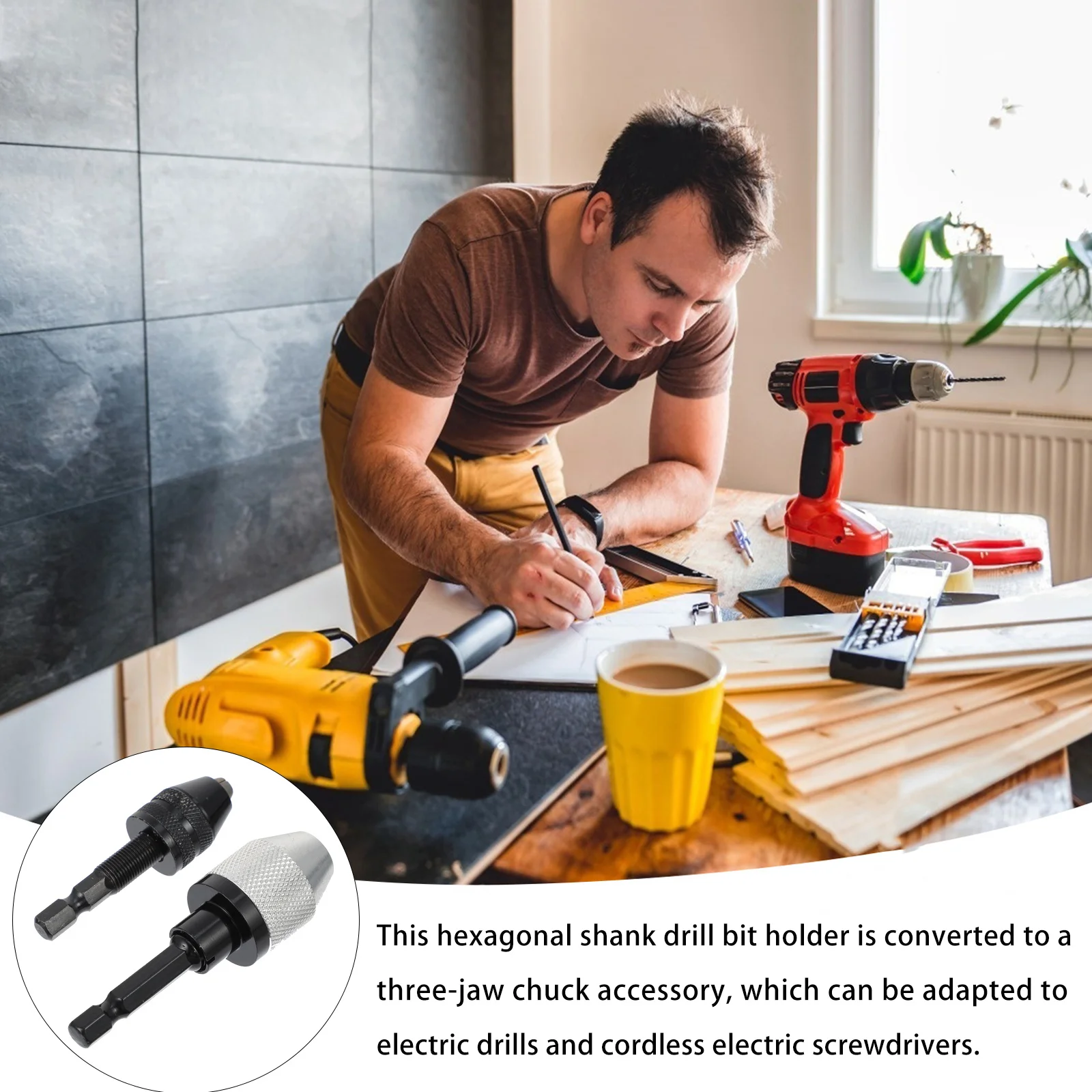 

2Pcs Impact Drill Chuck Fast Change Converter Adapter Easy Release for Drill Bit Conversion Accessories