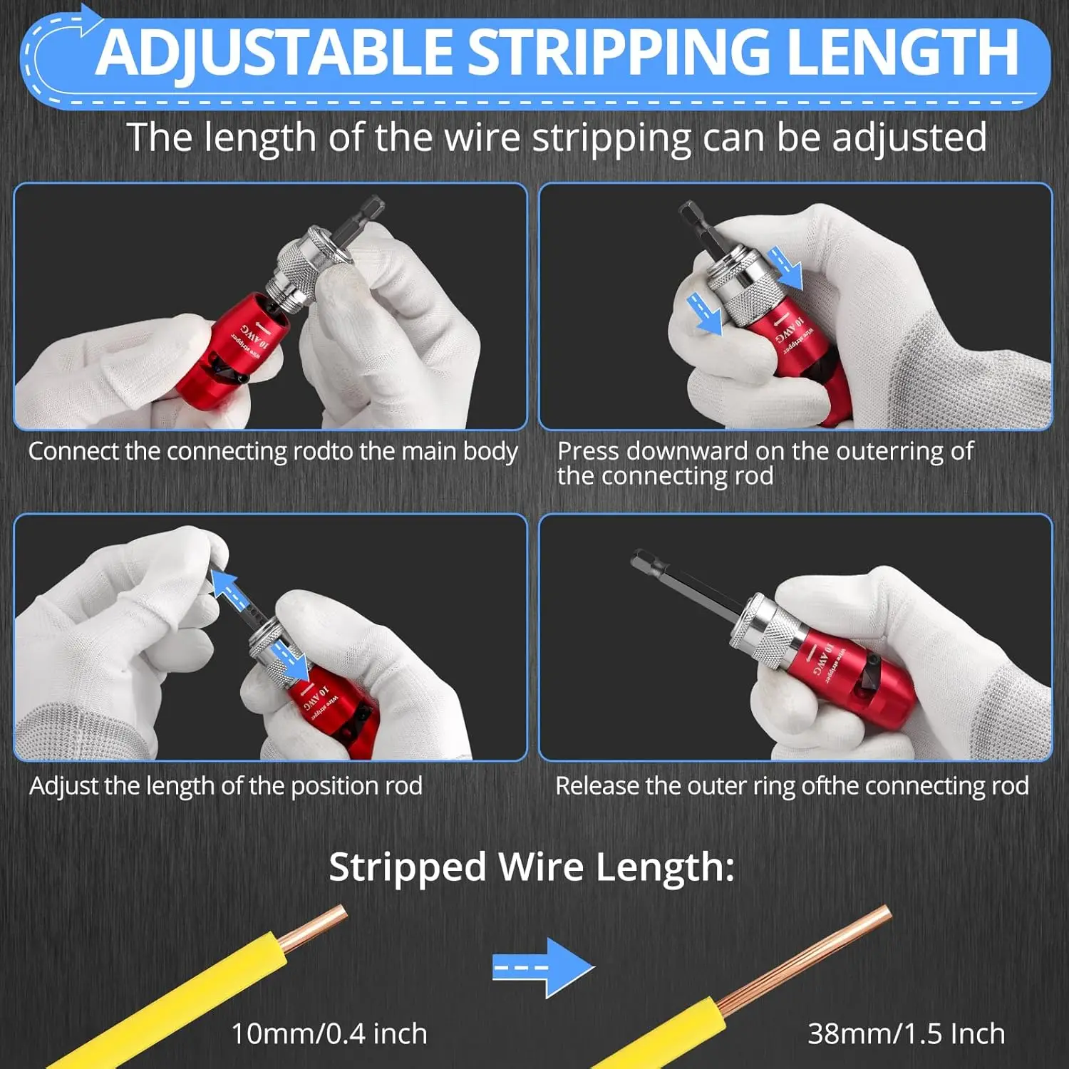 Wire Stripper for Drill - 14-12-10-8 AWG Wire Stripping and Twisting Tool for Solid Core Wires Quickly Electrician Tool Set