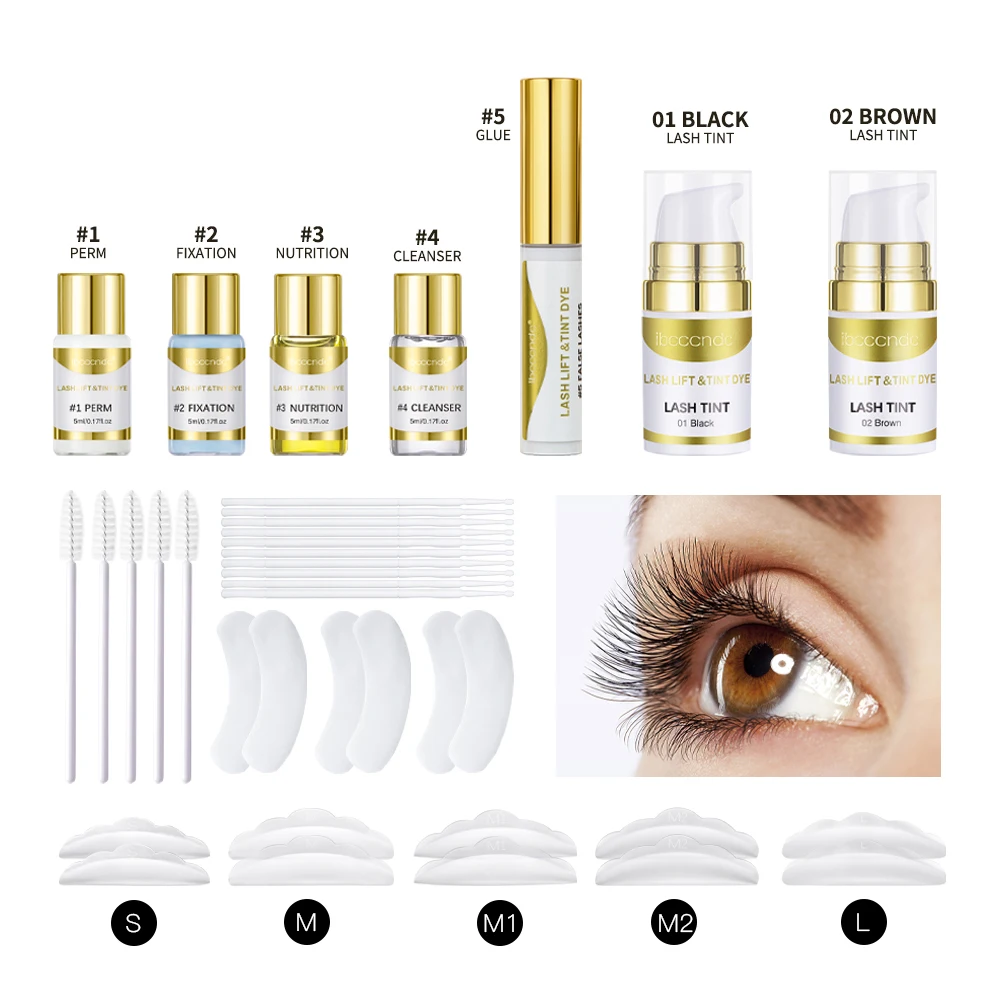 Semipermanentes Augenbrauen- oder Wimpernlift- und Tönungsset, professionelles Augenbrauenlaminieren, Wimpernlifting, Dauerwelle, Wimpernfärben, Augen-Make-up