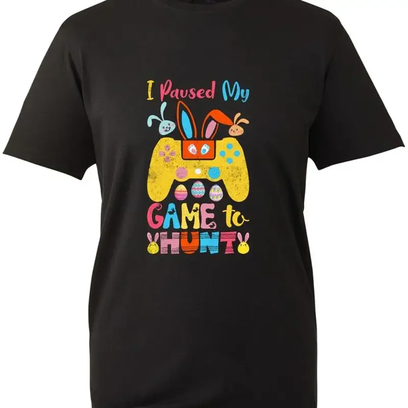 I Paused My Game To Hunt T Shirt Funny Video Easter Bunny Rabbit Egg