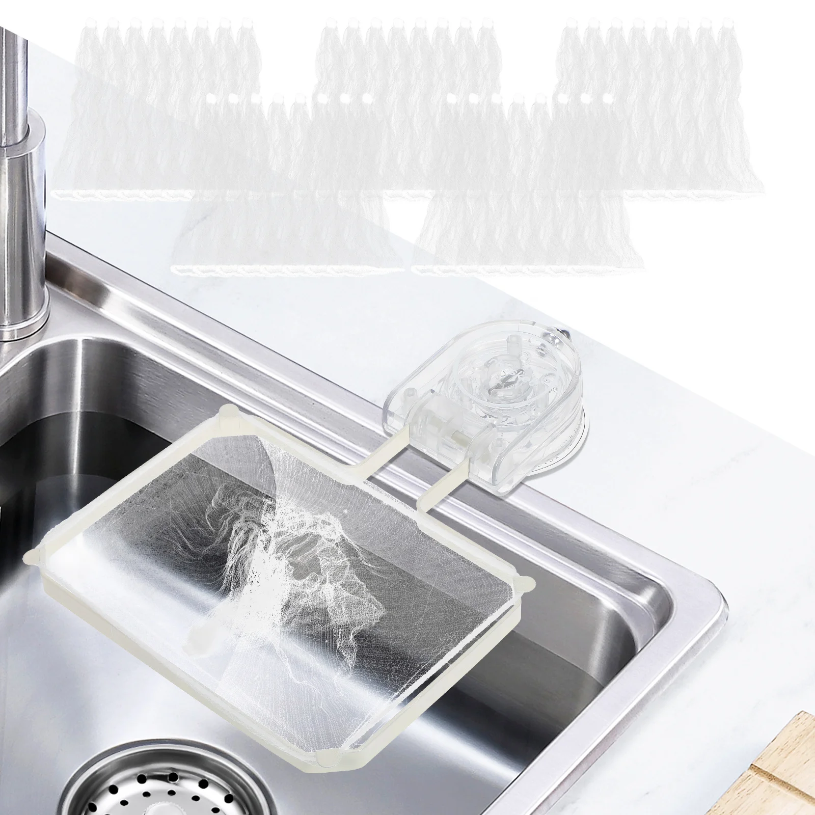 

1 Set Kitchen Sink Strainer Net Fine Mesh Filter Replaceable Disposable Suction Cup Installed Drainage Basket For Food Waste