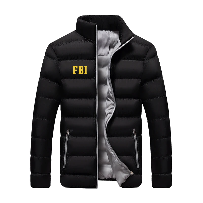 

FBI Print jacket Men, Slim Fit And Thick style, Able office worker, Busines Winter Thick And Fat , Warm For Middle-aged And Coat