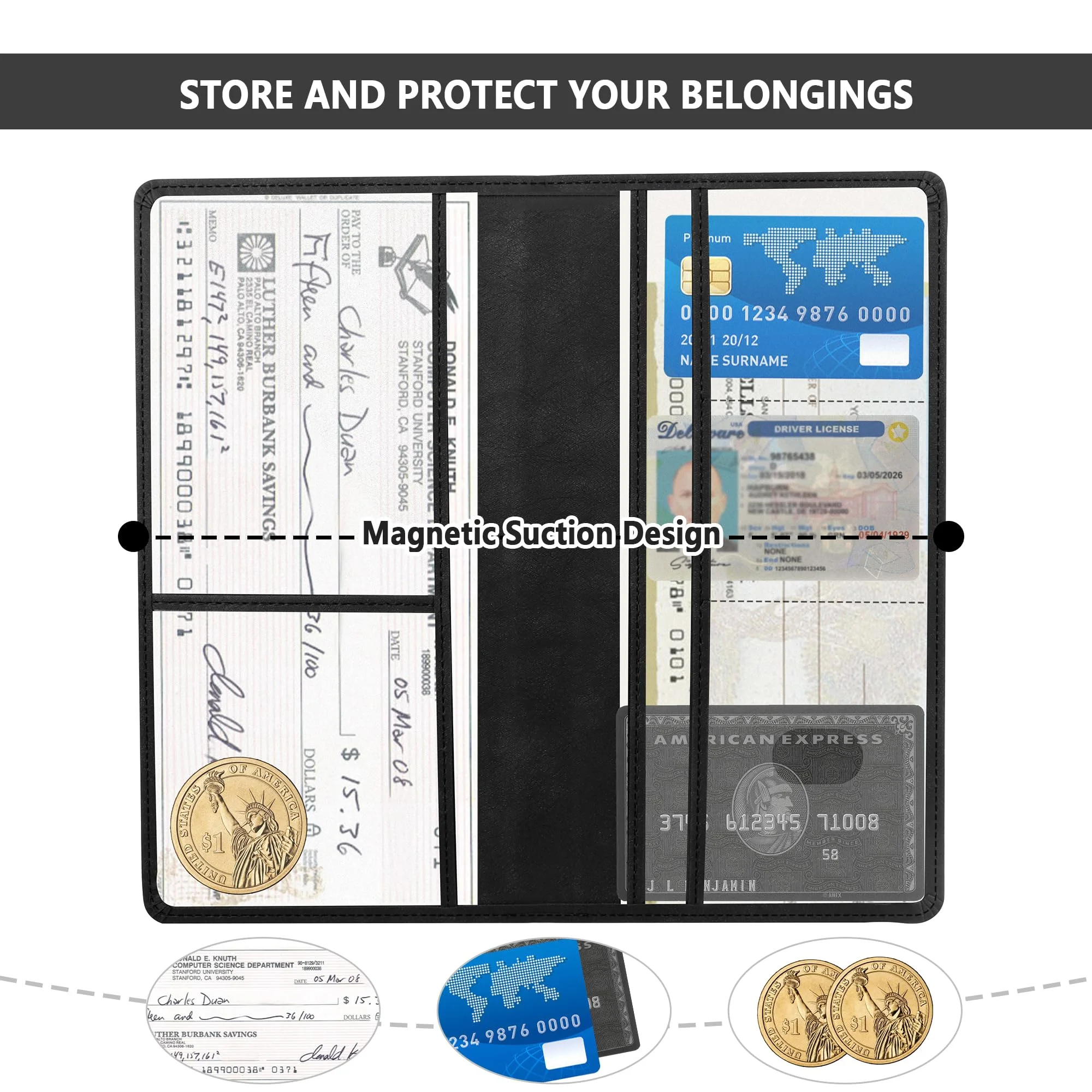 Car Registration and Insurance Holder,PU Leather Car Glove Box Organizer Car Document Holder for ID,Driver's License