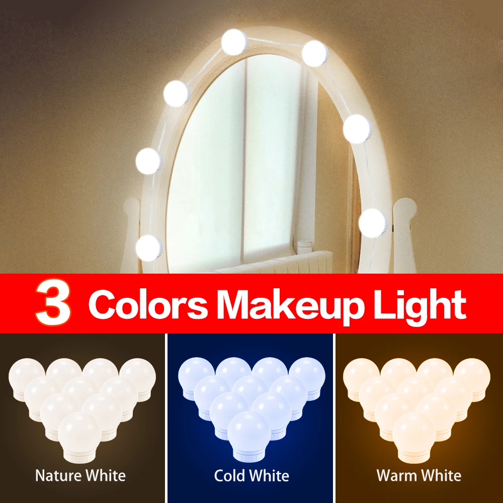 

USB-лампа 5В для LED-зеркала для макияжа, настольная лампа для туалетного столика, декоративное освещение для спальни и гардеробной, сенсорное управление, плавное регулирование яркости