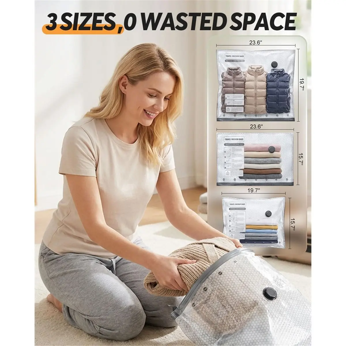 AA97 Vacuum Bags for Travel with Rechargeable Air Pump,15 Pack Compression Bags & Travel Storage,for Clothes, Bedding