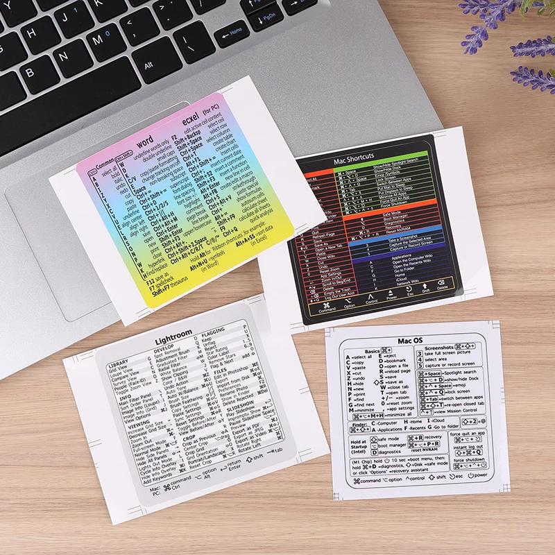 Pegatina de atajo de ordenador para teclado de referencia de Windows/palabras, pegatinas adhesivas extraíbles para guía de teclado de referencia rápida, 2 uds.