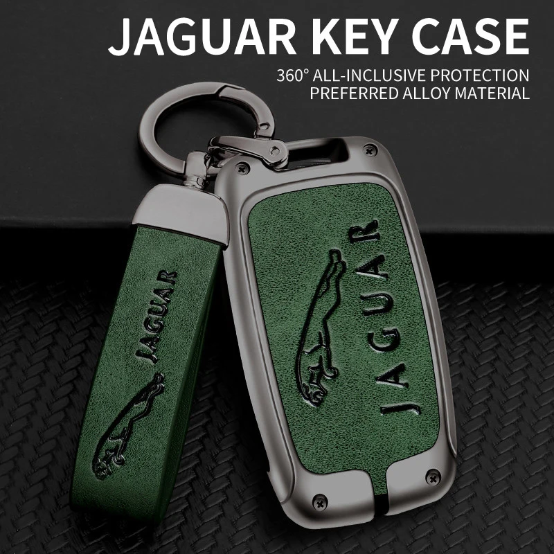 Zinc Alloy Leather Car Remote Key Case Cover Shell For Jaguar XE E-Pace XF XJ C-X16 V12 XJL F-TYPE Guitar Protection Accessories