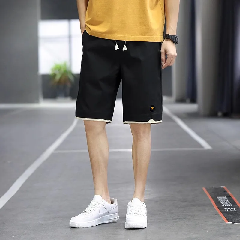 Summer Men\'s Shorts Sports Five-Point Pants Loose Casual Beach Pants Men Solid Color Trend Outer Wear Large Size Shorts 8XL