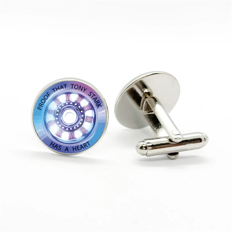 Proof That Tony Stark Has A Heart Cufflinks High Quality Glass Dome Photo Shirt Cufflinks Cuff Links for Mens Fashion Jewelry