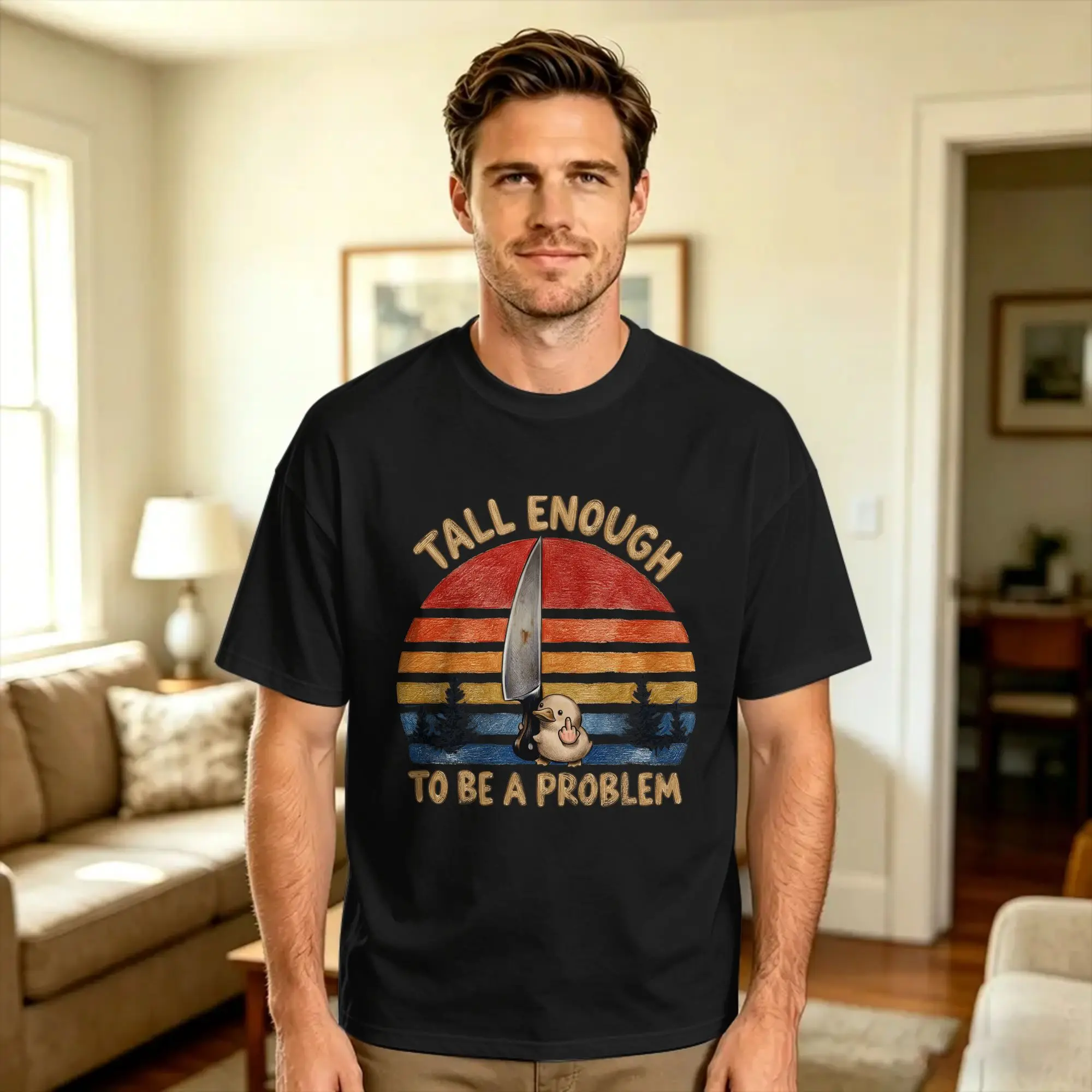 Tall Enough To Be A Problem Cotton T-Shirt For Adult Summer  Y2K Funny T Shirts Novelty Tees Oversized Wholesale Clothes