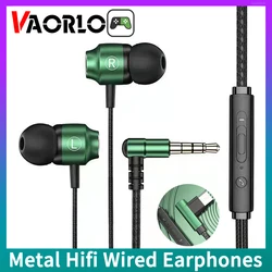 Metal Hifi Wired Earphones 3.5mm AUX & Type-C Connector With HD Mic Gaming Music Sport Headphones Bass Surround Sound Headsets