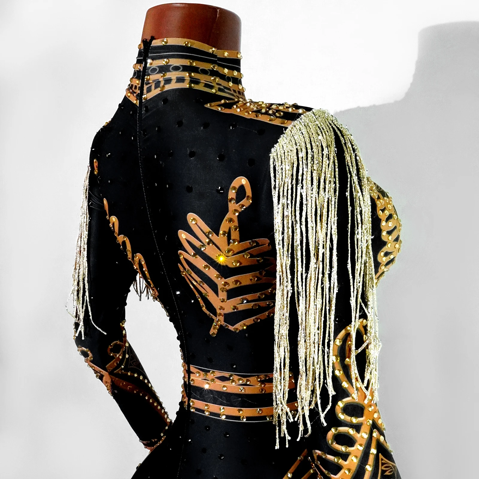 جديد مرحلة الأداء زي الماس الأسود بسط ارتداءها للنساء مهدب داخلية ملهى ليلي بار ملابس راقصة الحفلات